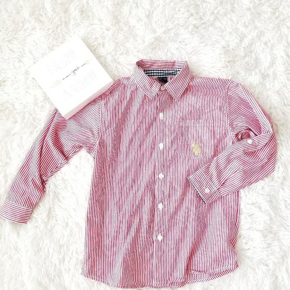 US Polo Assn boys striped shirt Sz 7 long sleeve
